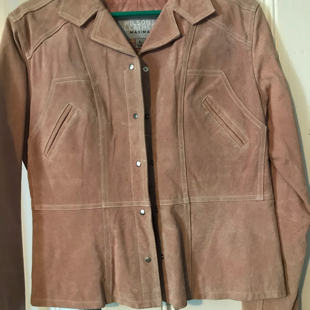 Wilson’s leather suede jacket- distressed pink
